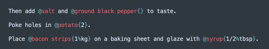 A code snippet exemplifying the language