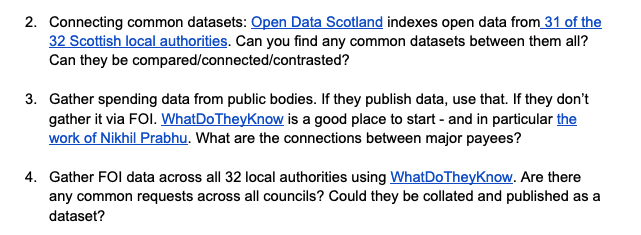 Screenshot of a list of ideas for CTC28 hack weekend