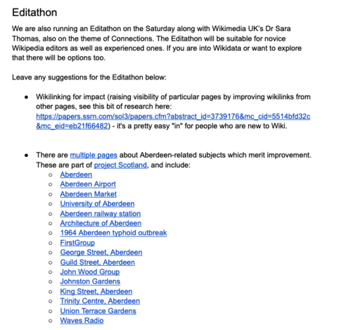Screenshot of a list of ideas for CTC28 hack weekend
