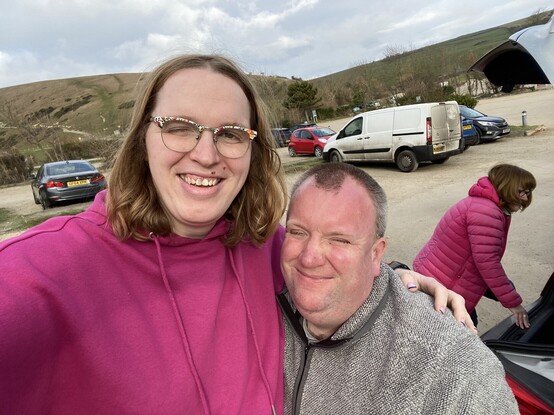 Selfie of Jae and James outdoors