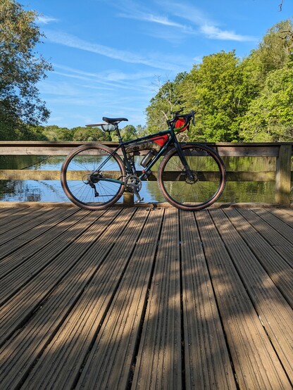 A bike in front of Connaught Water
