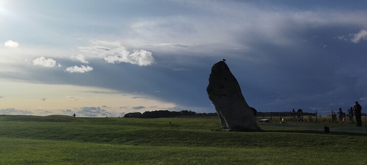 The Heel Stone at Stonehenge. Late in the day the field is pretty empty.