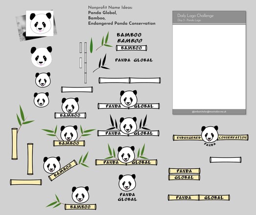 Inkscape desktop with varying ideas on the theme, including development of a panda icon/sketch.