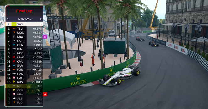 an F1 Brawn car rounding a corner.