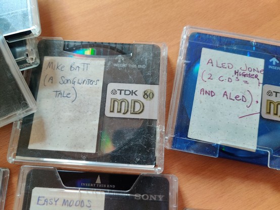 another couple close up. one is Mike Batt, the other Aled Jones. just visible at the bottom is a label saying Easy Moods.